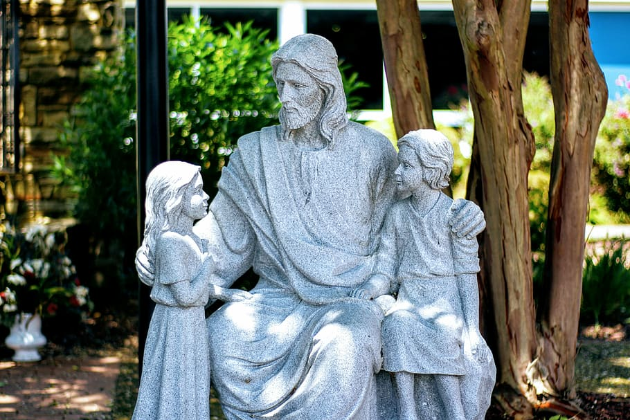 jesus and the children marble sculpture for church (1)
