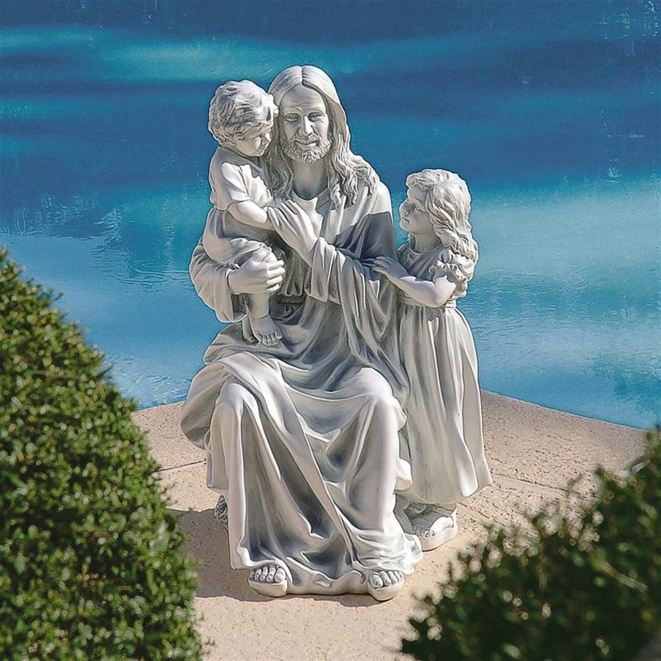 jesus and the children marble sculpture for church (2)