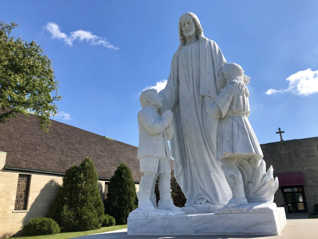 jesus and the children marble sculpture for church (4)