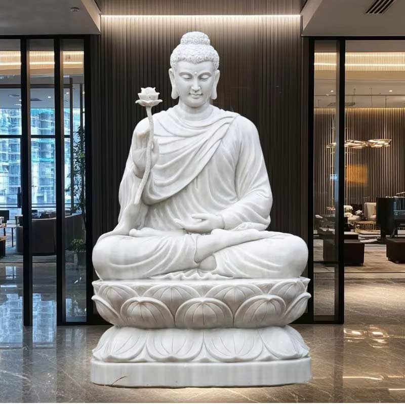 Buddha Sitting on Lotus Marble Buddha