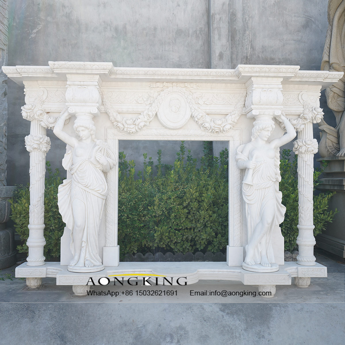 Factory hot sale western indoor marble fireplace