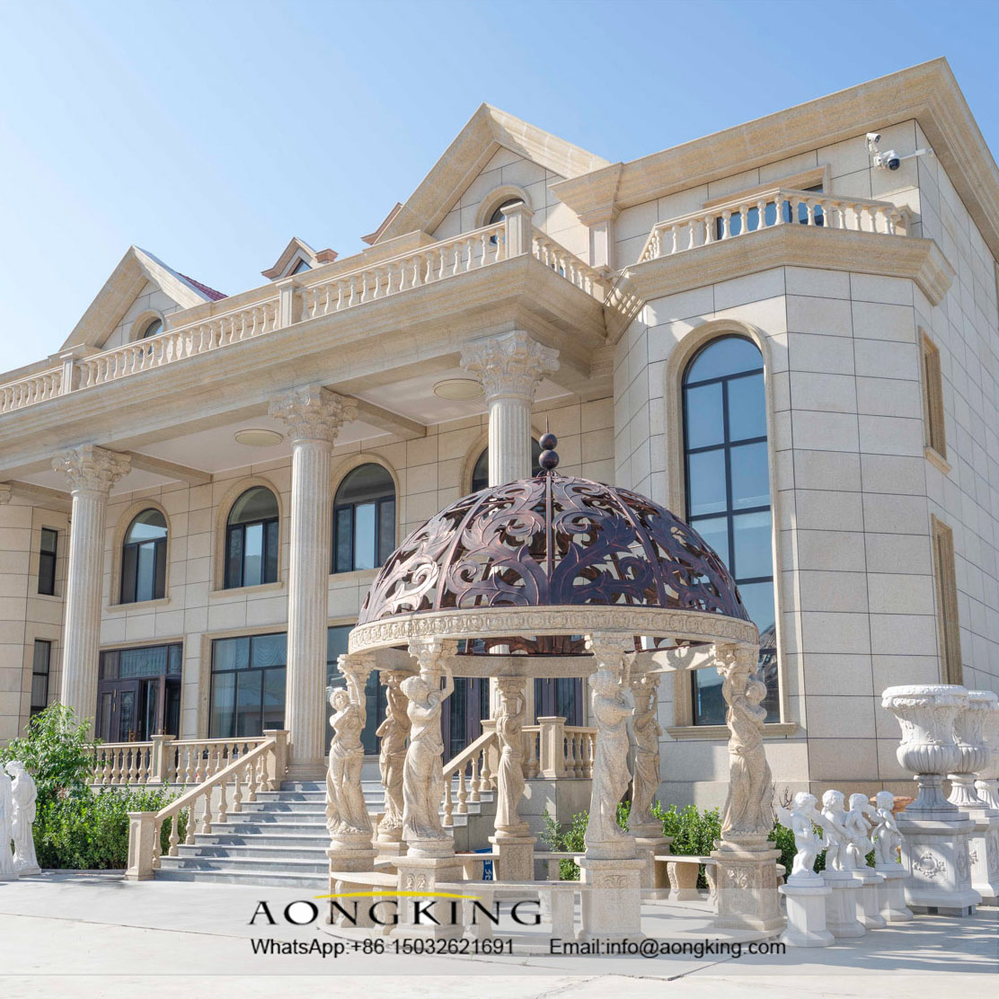 Yard large marble woman pavilion design