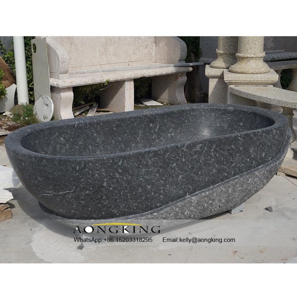 Creative black color nature marble Bathtub statue