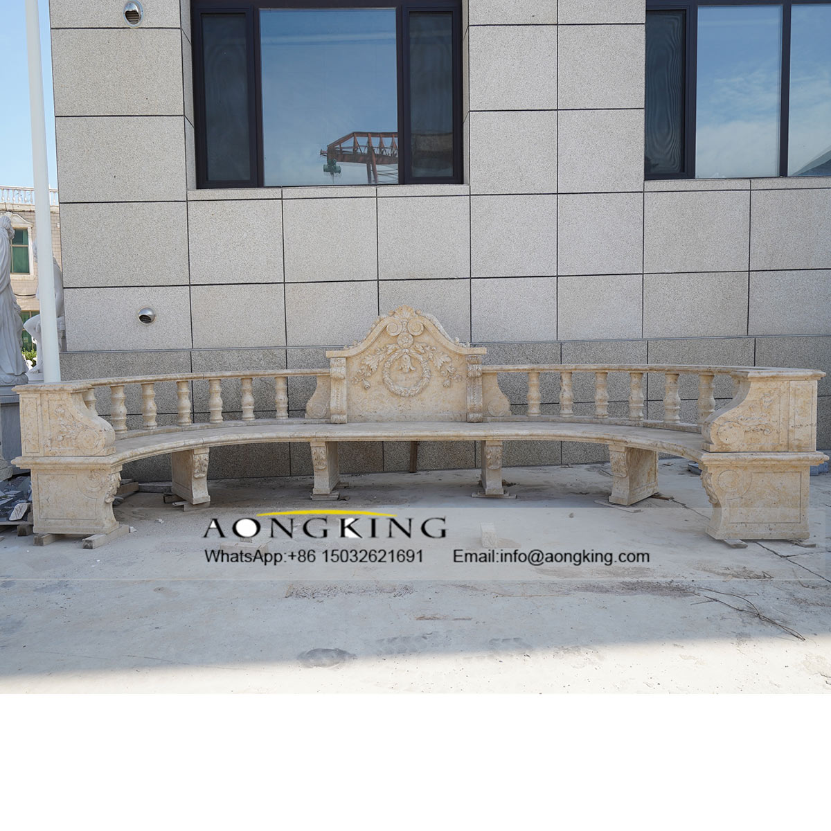 Creative Vintage Creative Vintage hand carved Yellow Marble Bench
