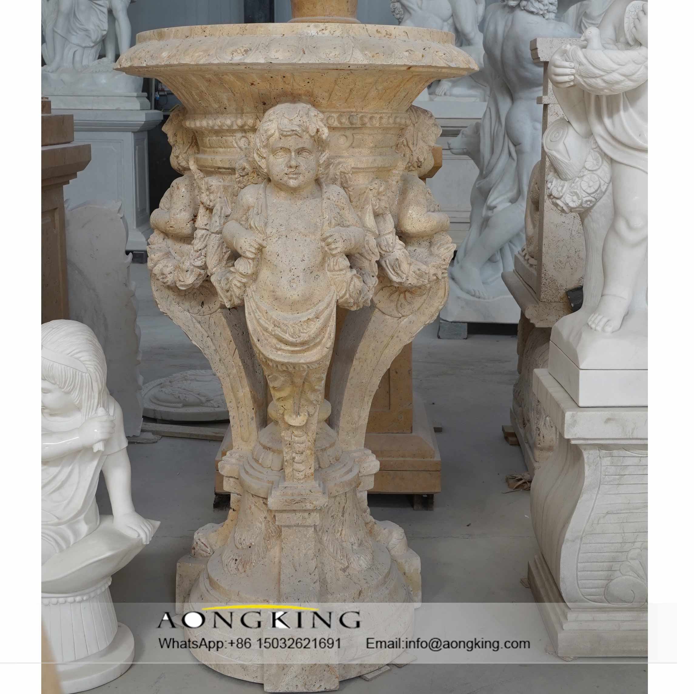 Popular sale garden decor marble cherub flower pot