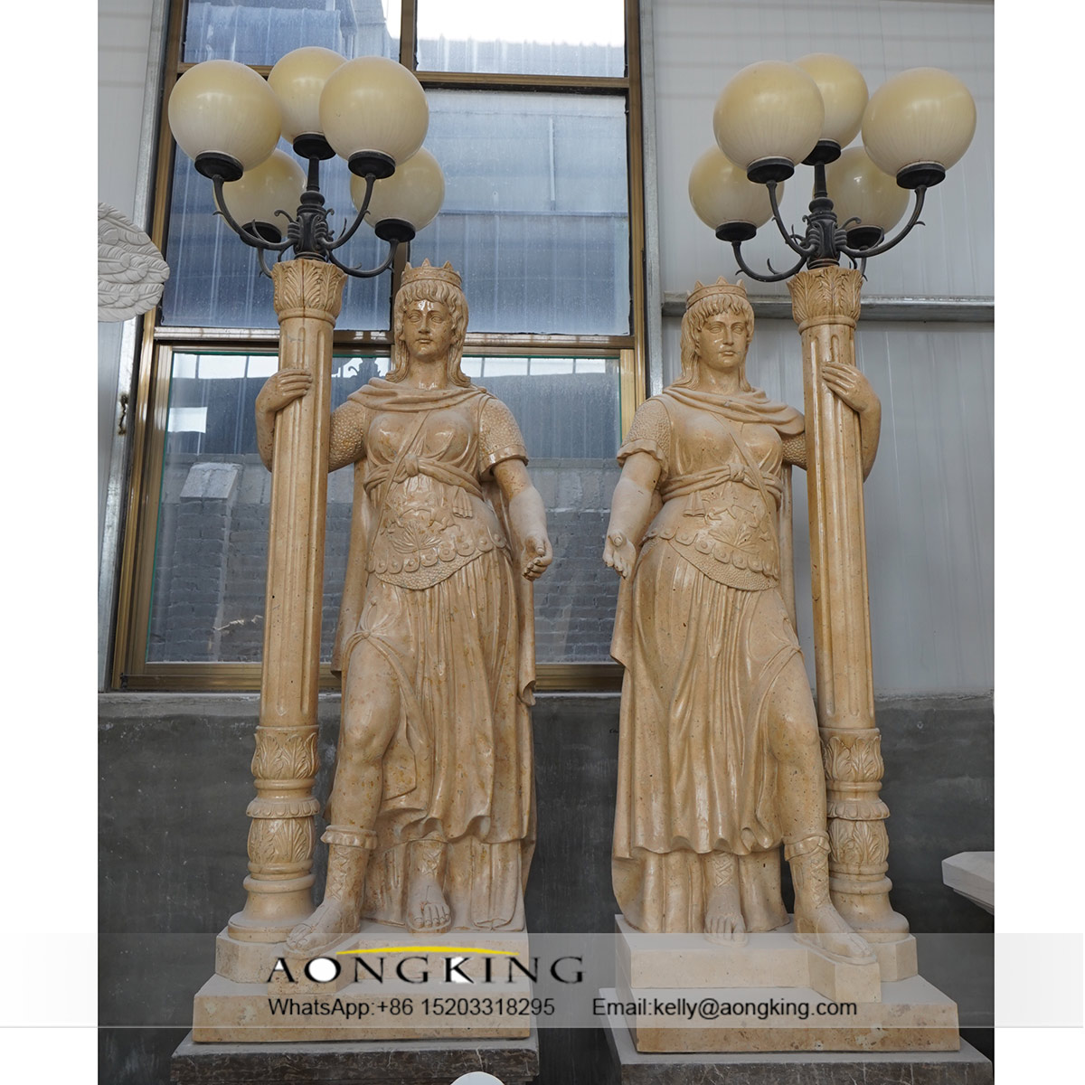 Villa decoration roman figure marble lampstandard statue