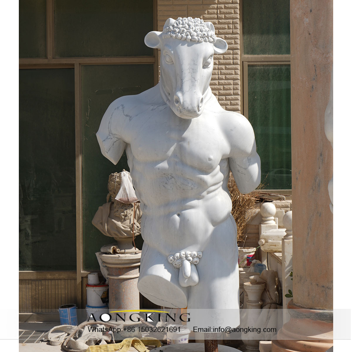 Creative art decoration horse head torso marble statue