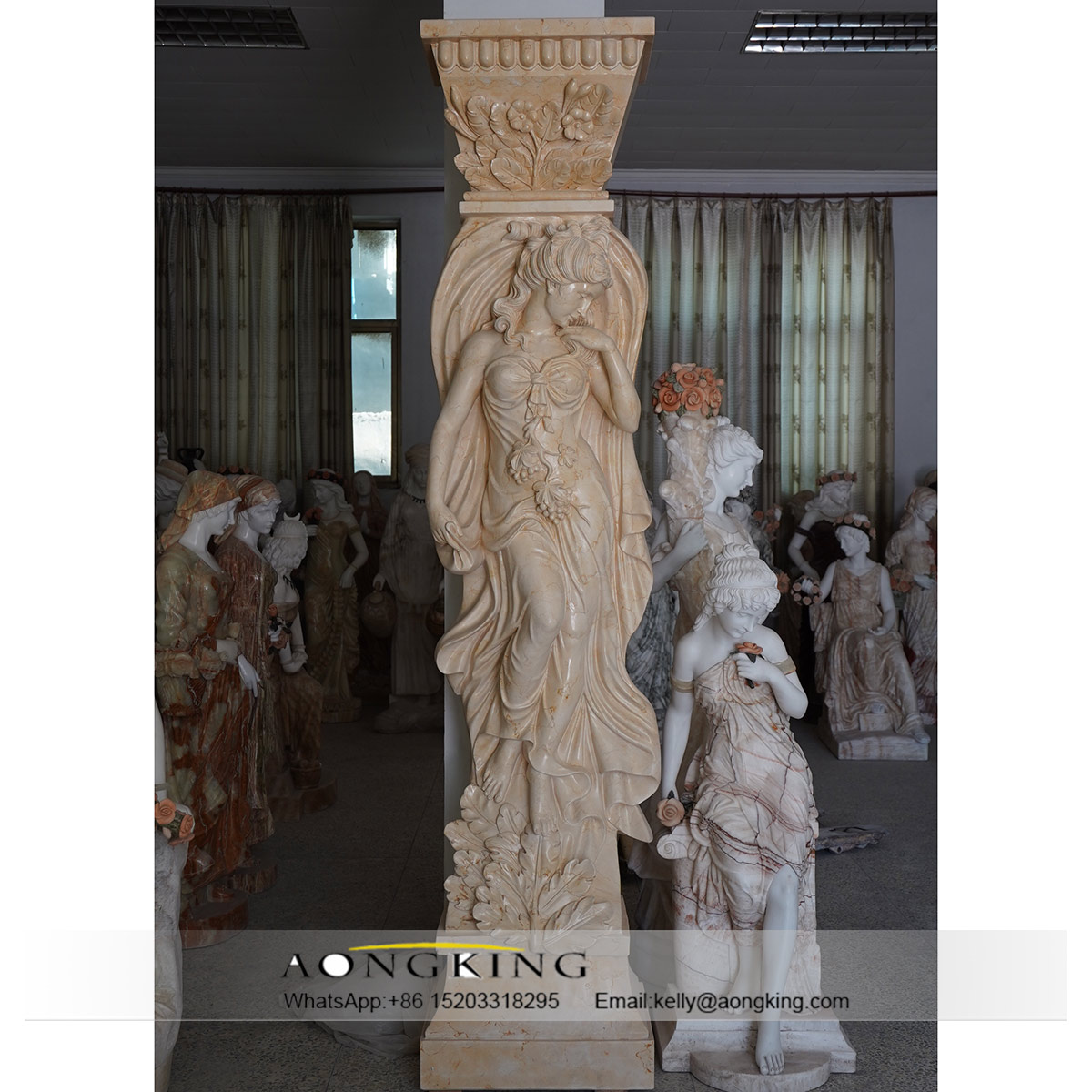Modern art design style marble woman statue pillar
