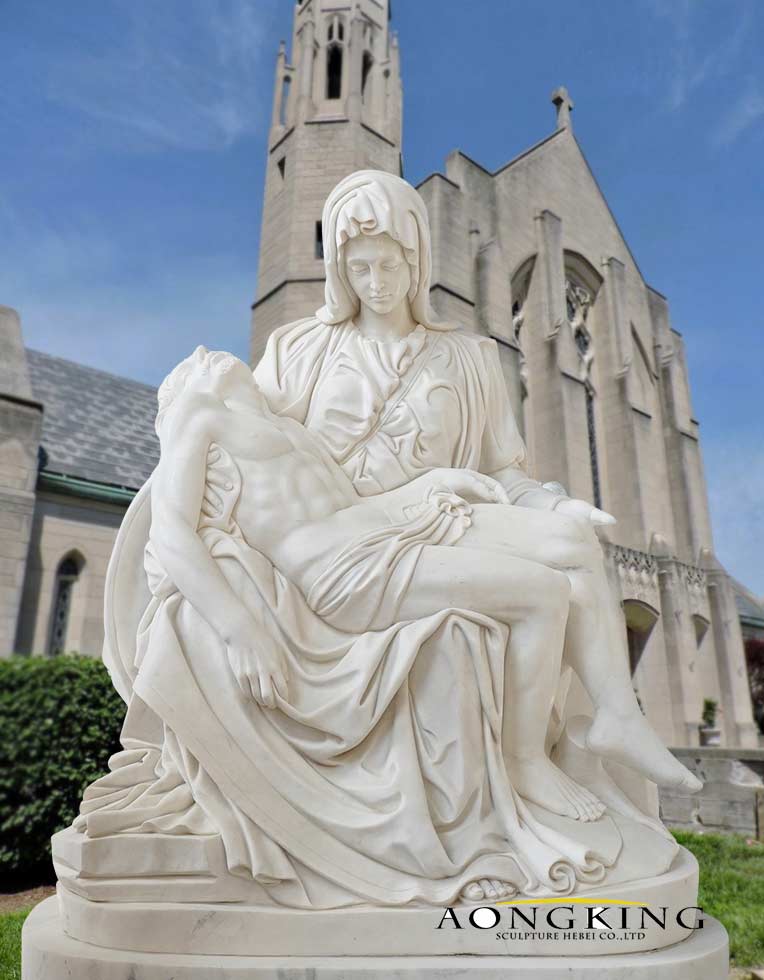 Devine Decoration Natural Stone Religious Sculpture Marble Pieta Statues for Sale