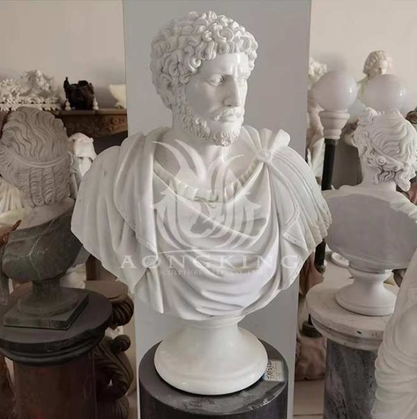 Hand Carved Marble Bust Man Sculpture