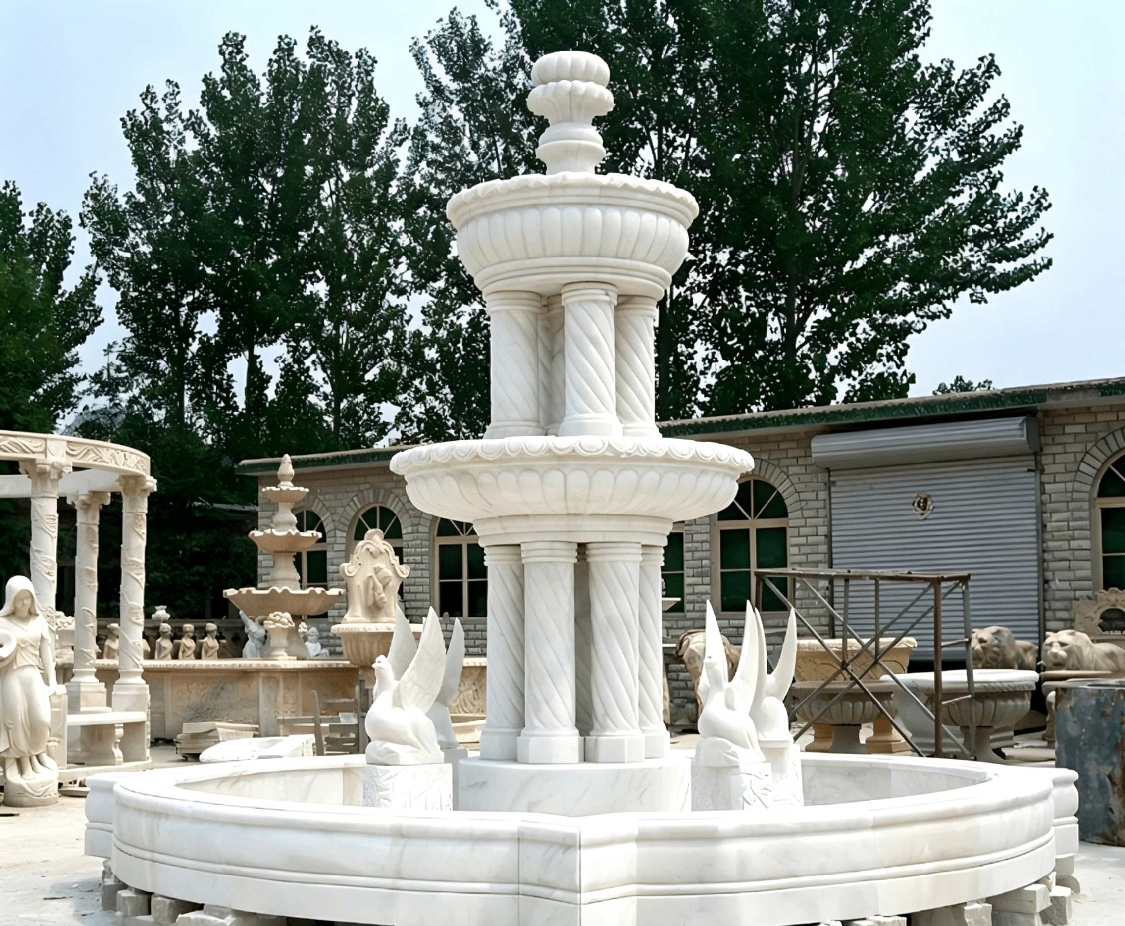Hand Carved Marble Fountain