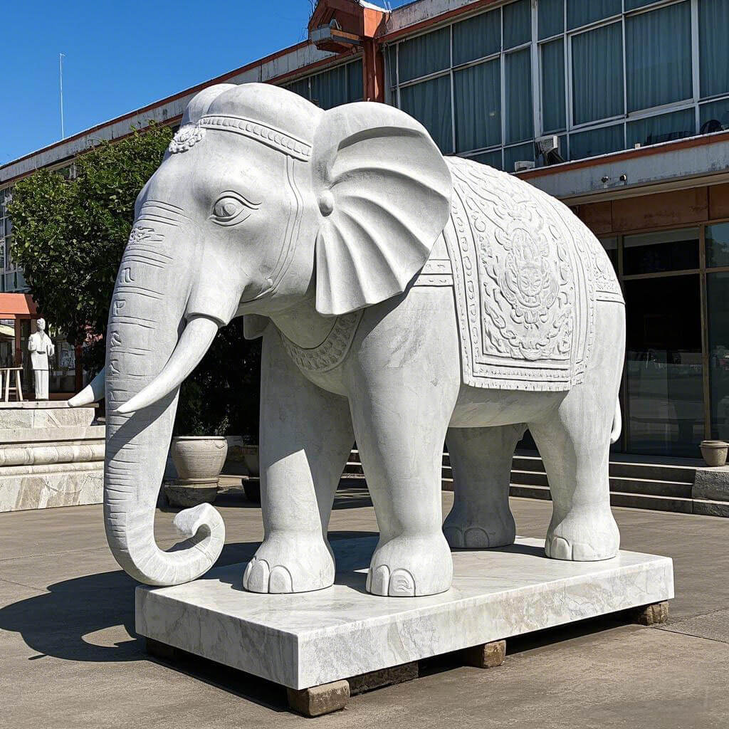 Marble white elephant statue good luck Decor to Attract Prosperity and Success