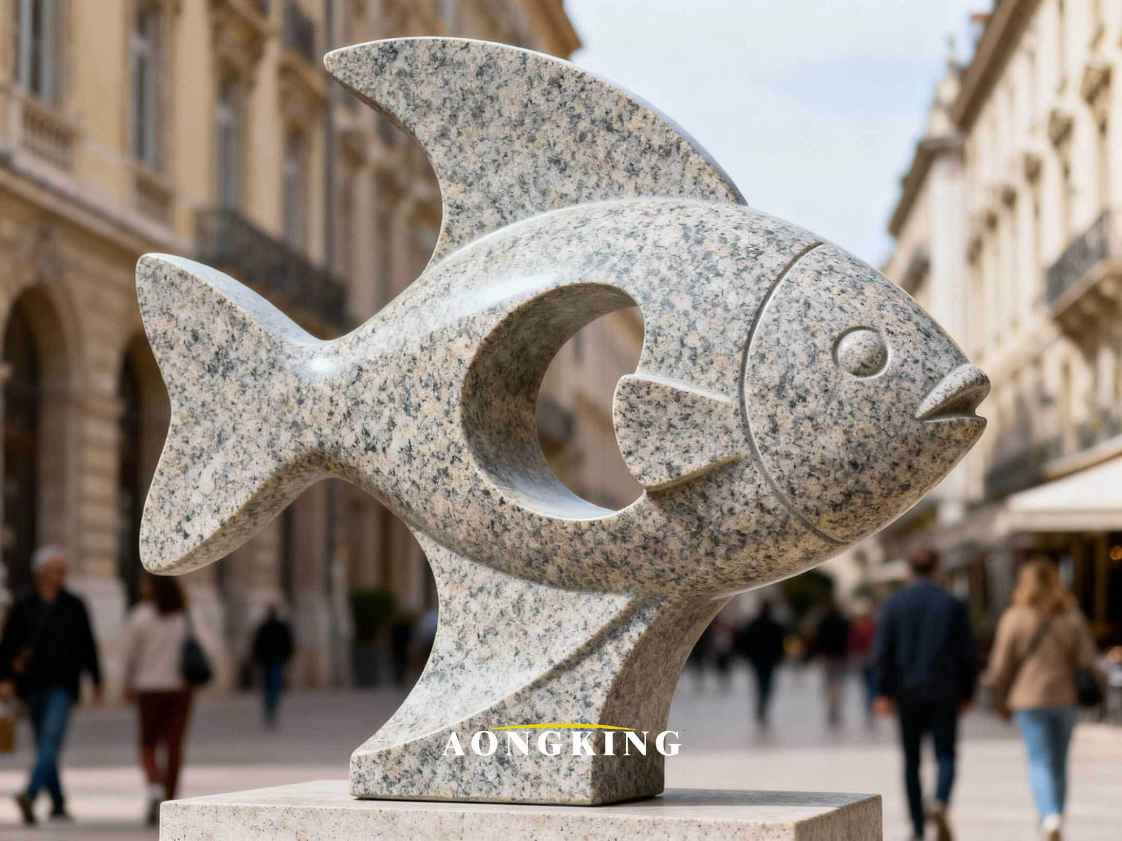 Granite fish statue