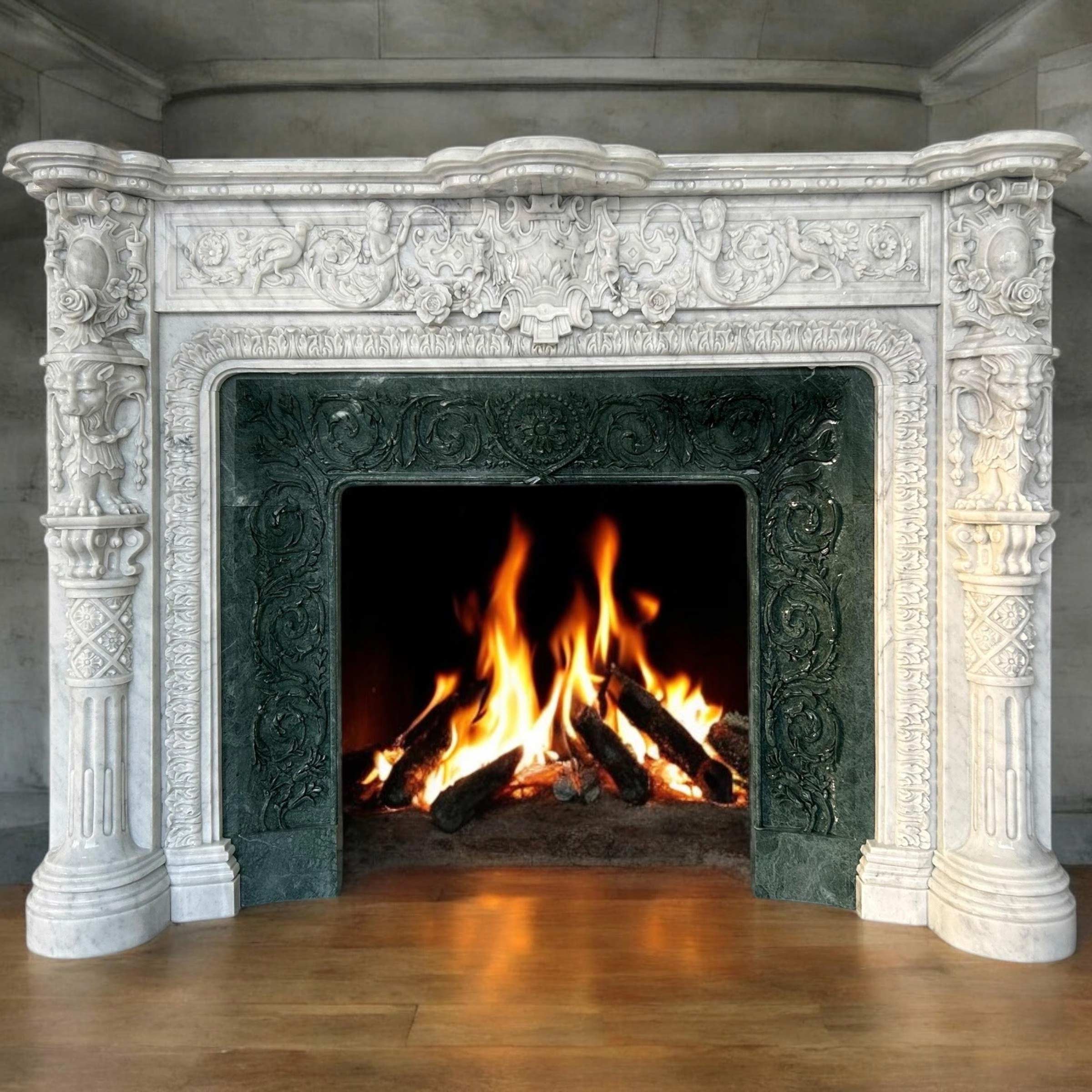 White Carrara Marble Fireplace
