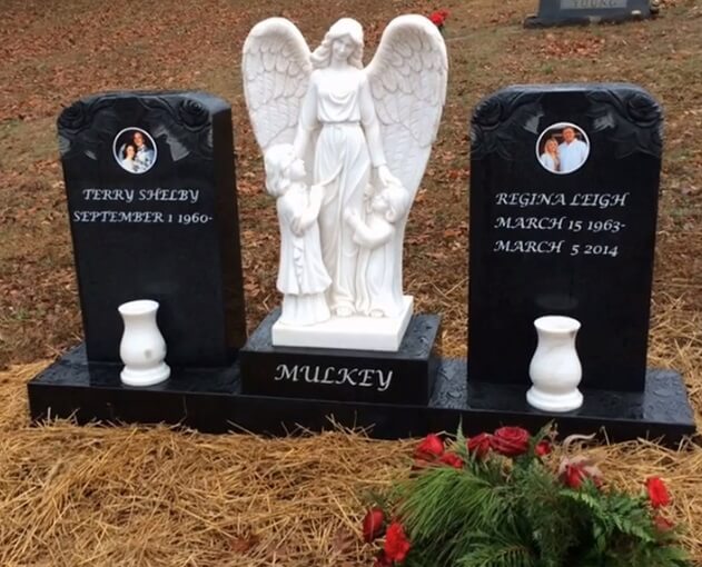 black granite angel headstones