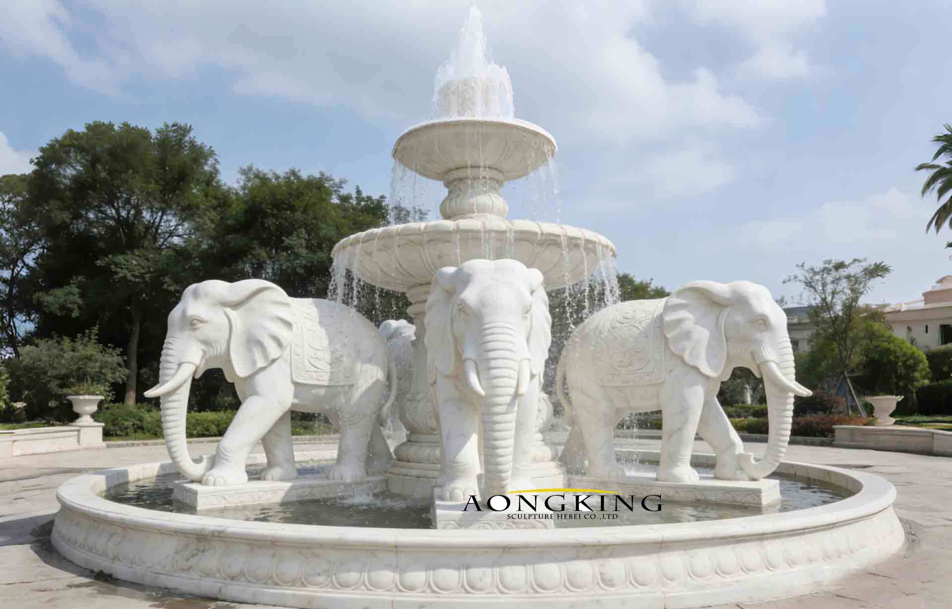 elephant statue marble water fountain