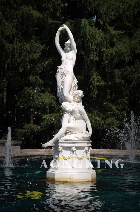 fountain decoration playing marble statues