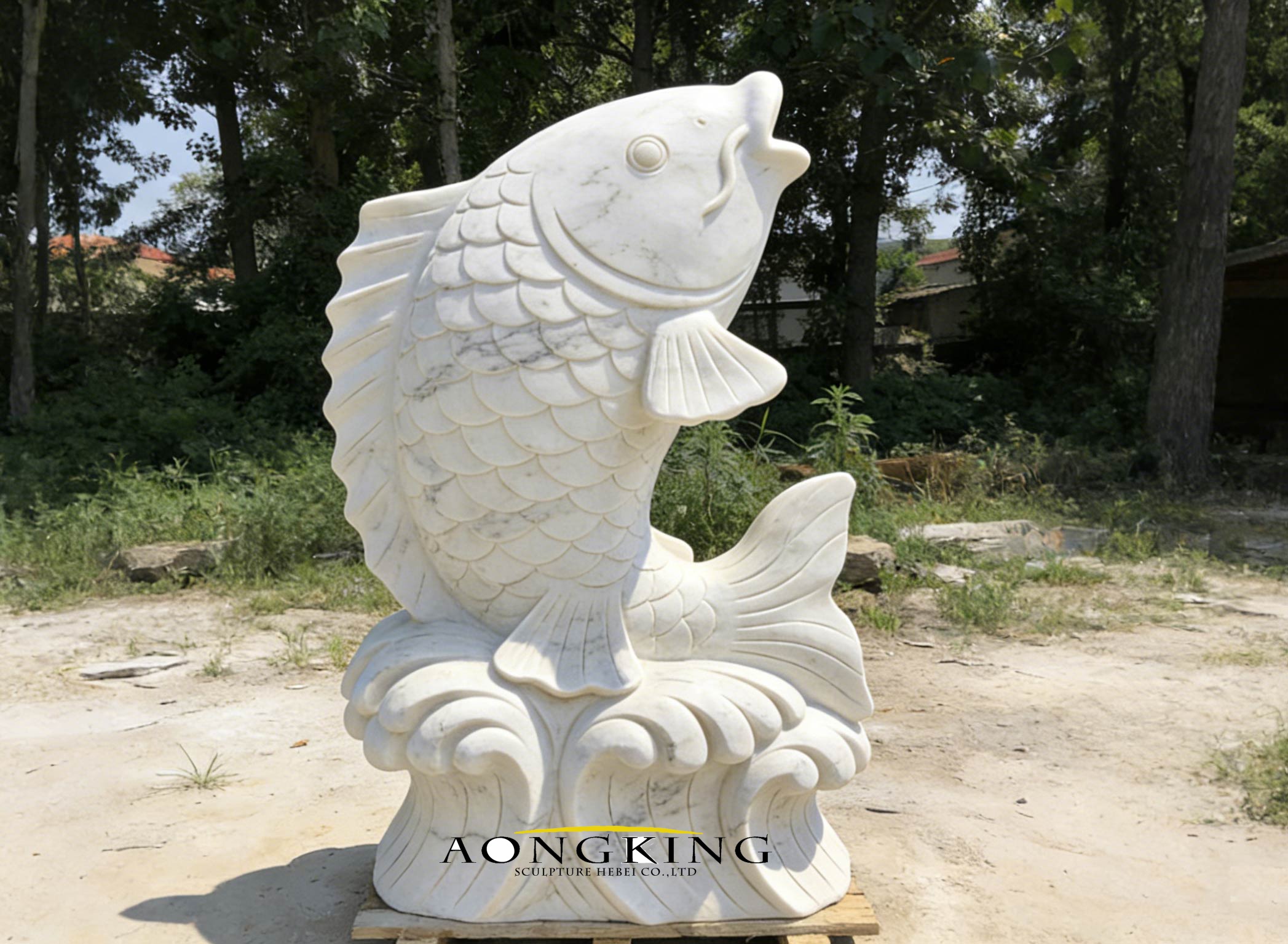 garden stone fish sculpture