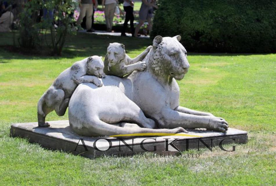 hand carved stone tiger statues