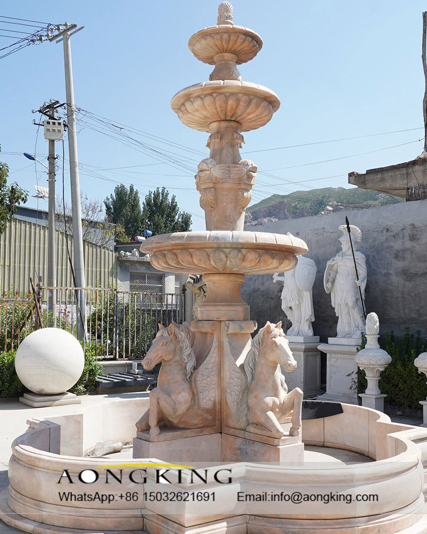 lage animal horse fountain marble statue
