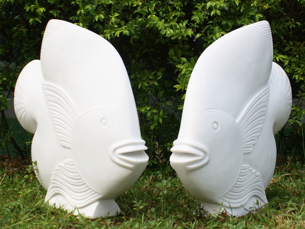 large garden fish marble sculpture