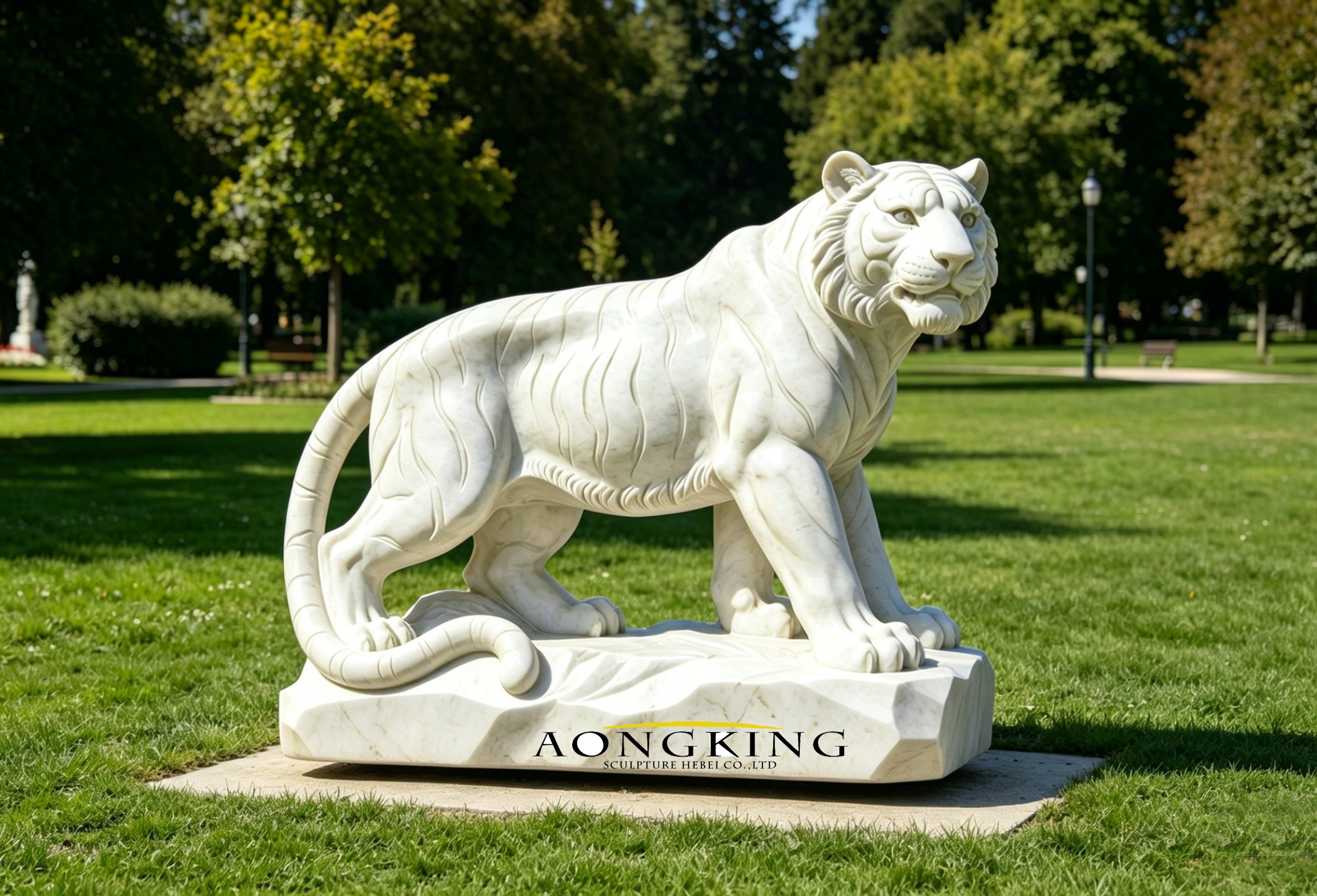 large outdoor white tiger statue