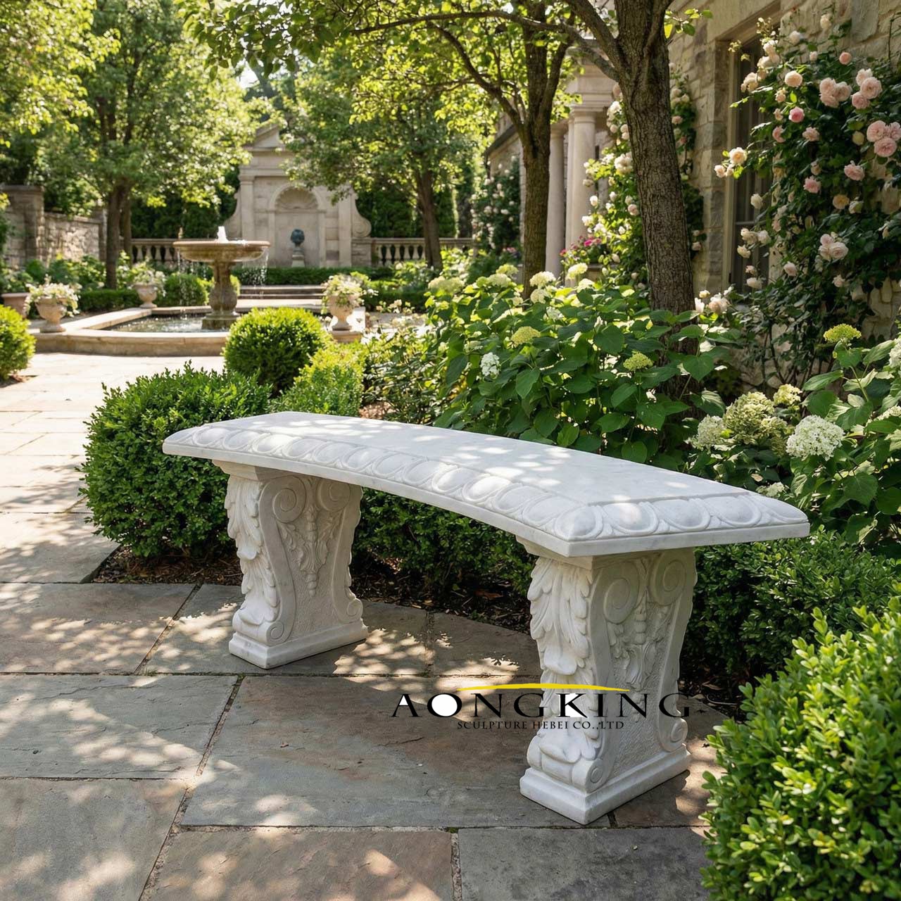 marble garden bench