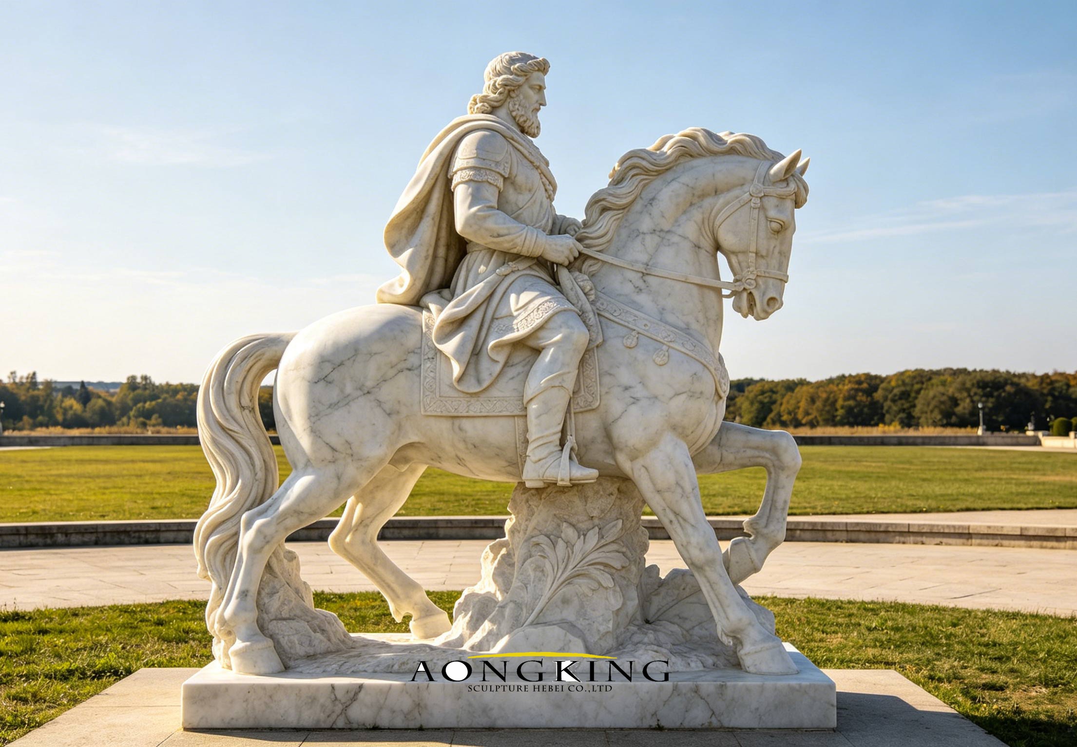 marble stone riding horse statue