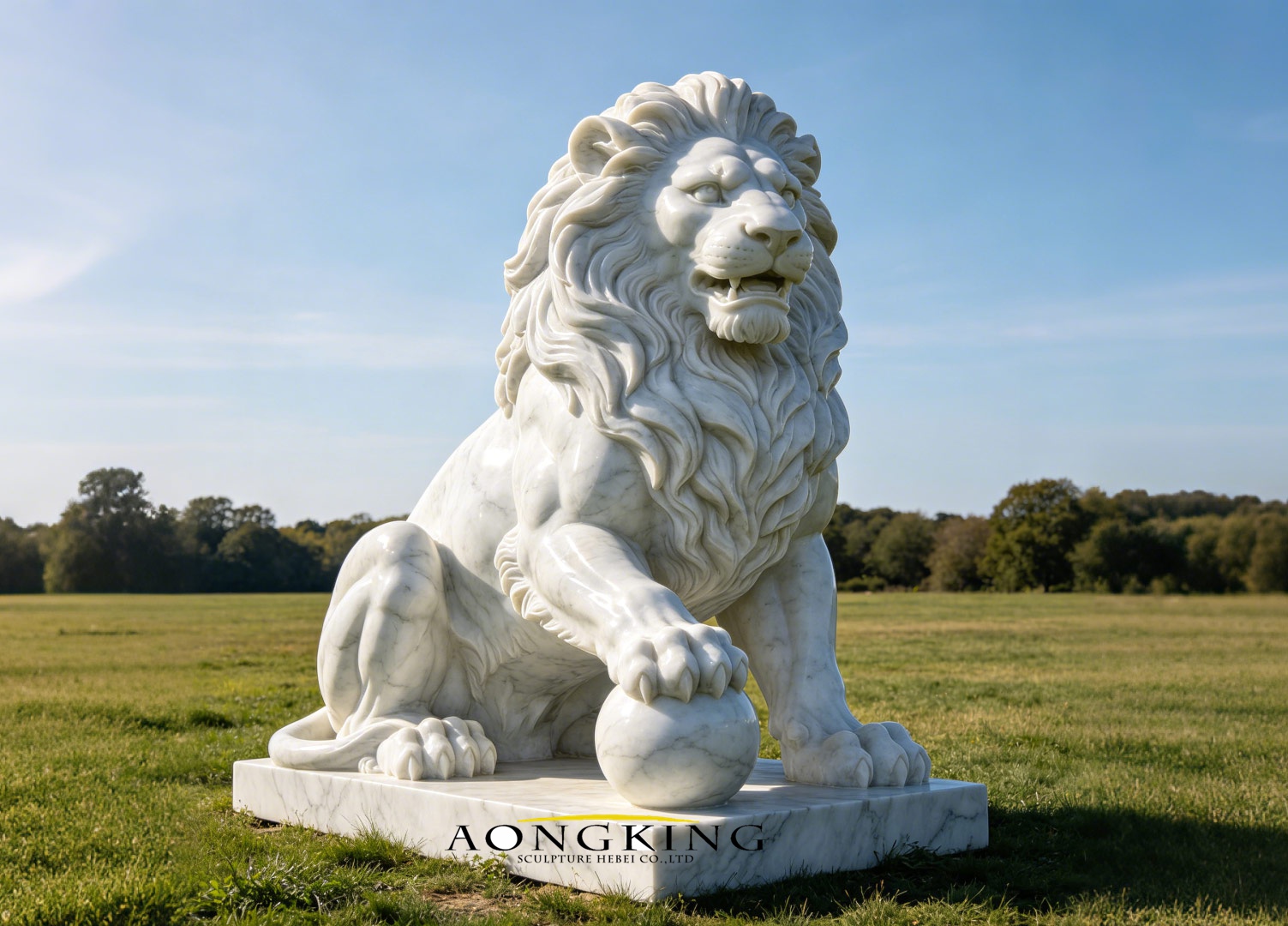 Marble stone lion statue