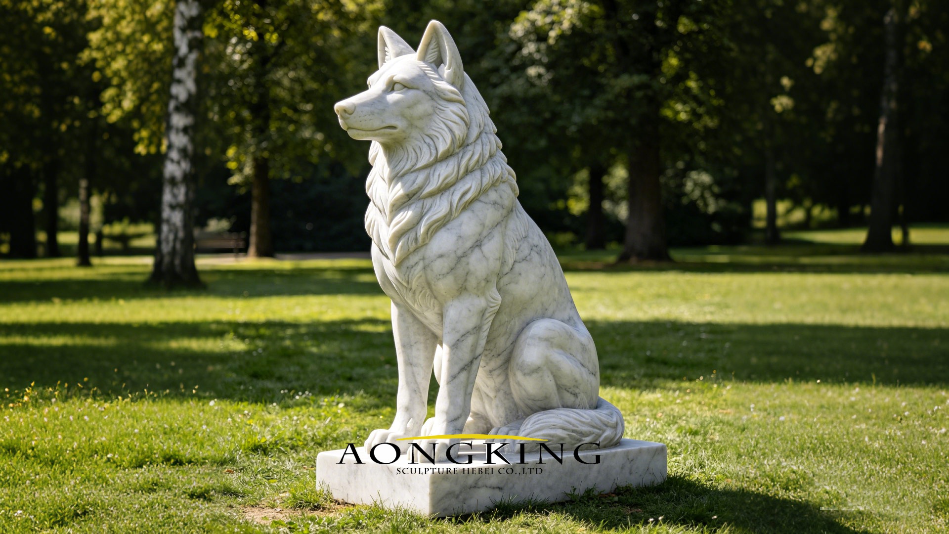 stone wolf garden statues