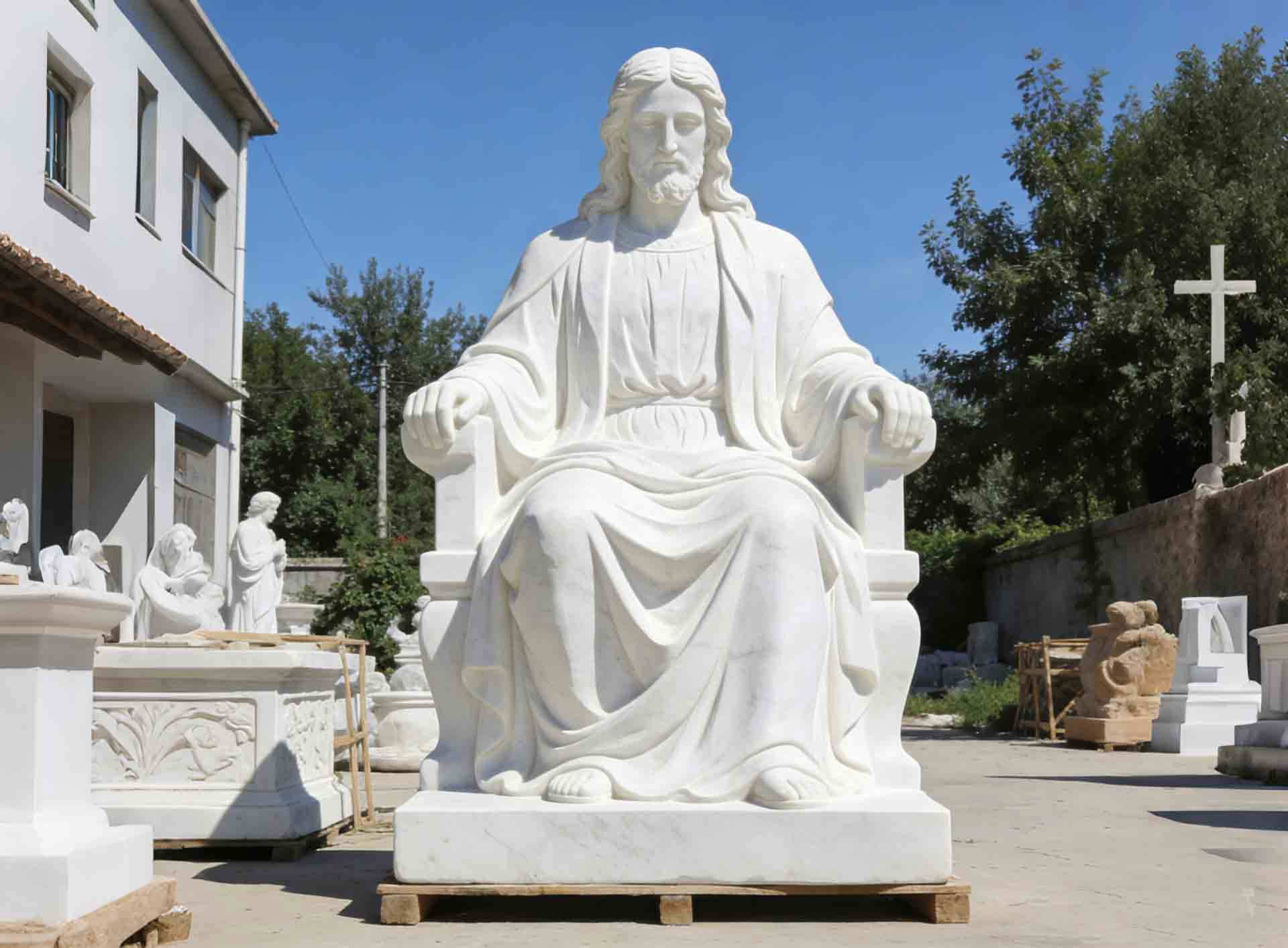 white catholic jesus statue