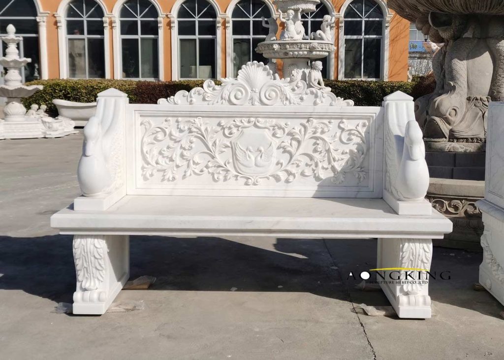white marble bench