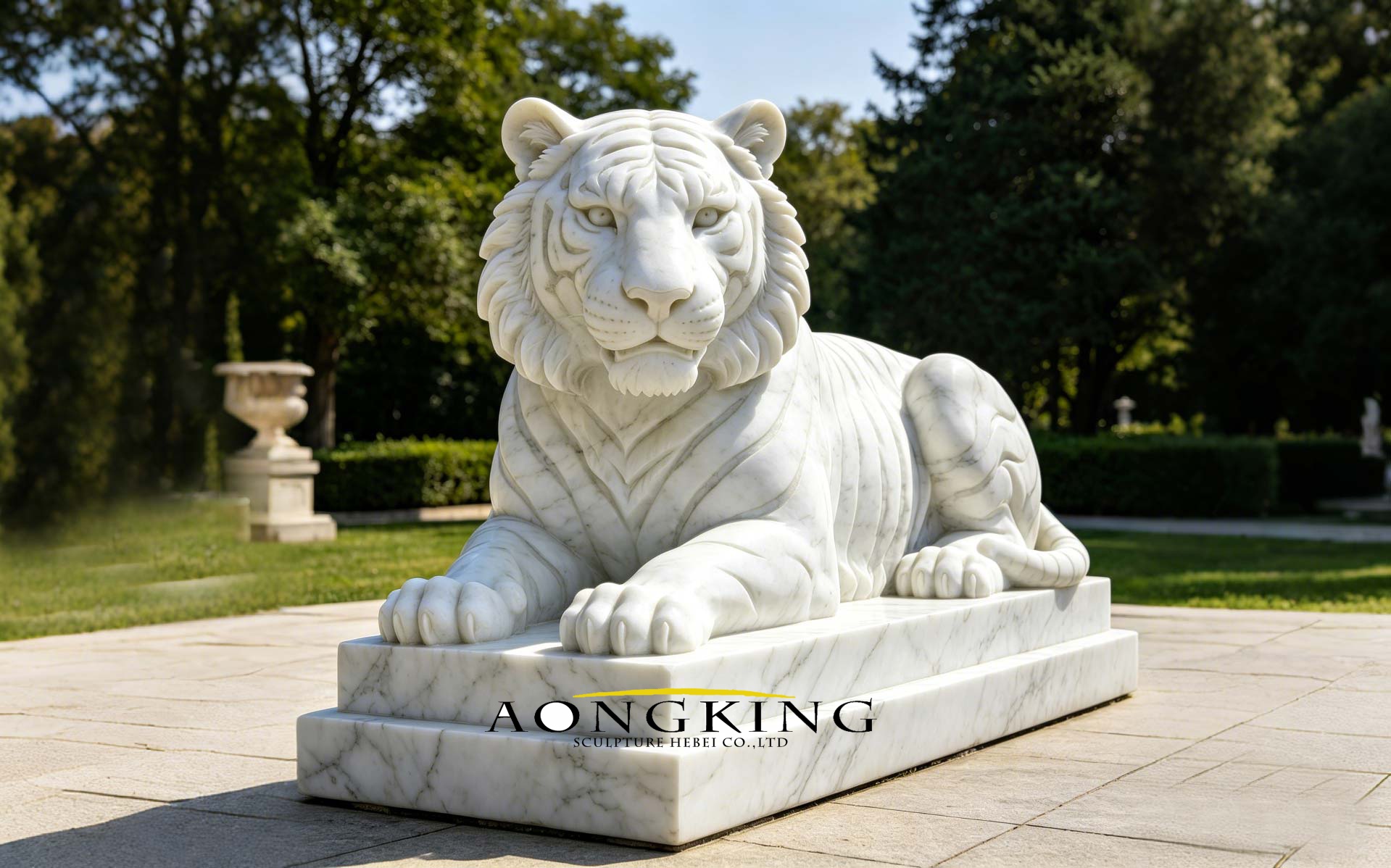 white tiger marble statue
