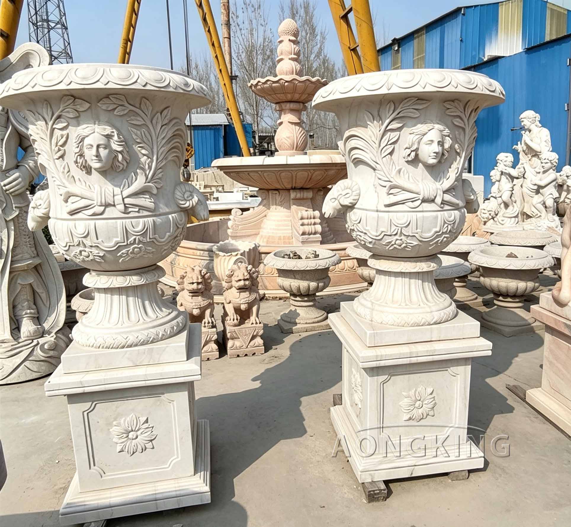 Decorative Marble Planter Classical garden Park landscape belt