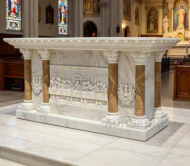 Deep Carved Marble Altar