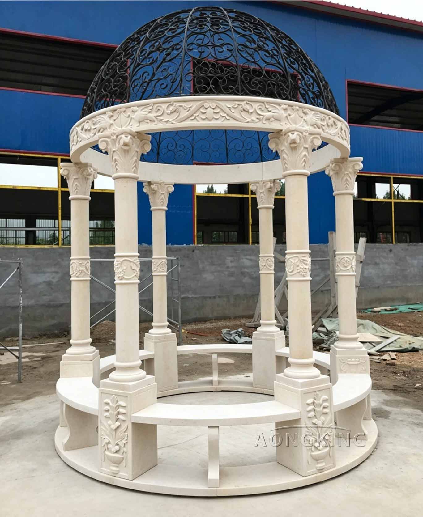 High end European style gardens White Marble Classical Garden Gazebo
