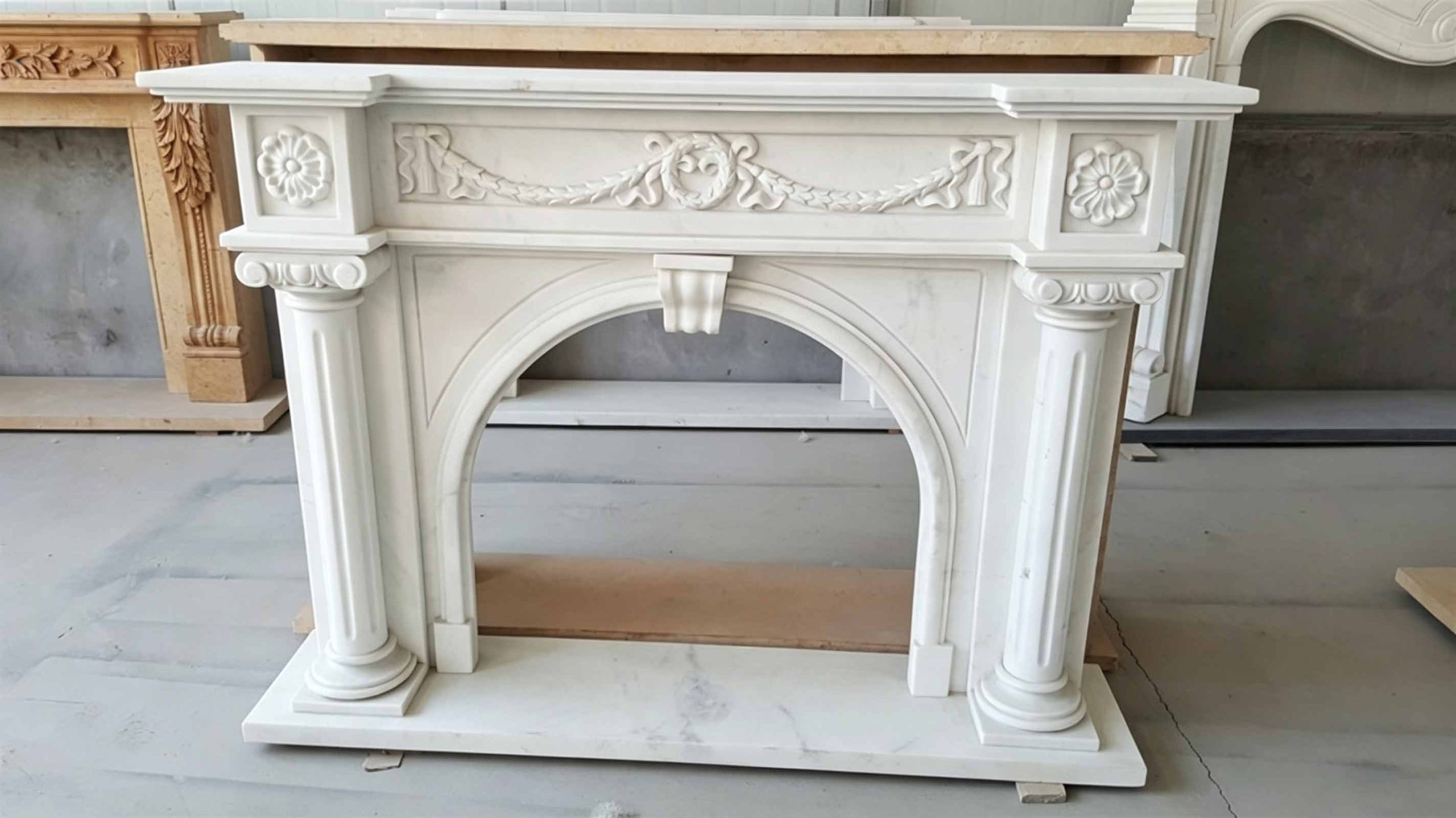 bolection marble fireplace mantel