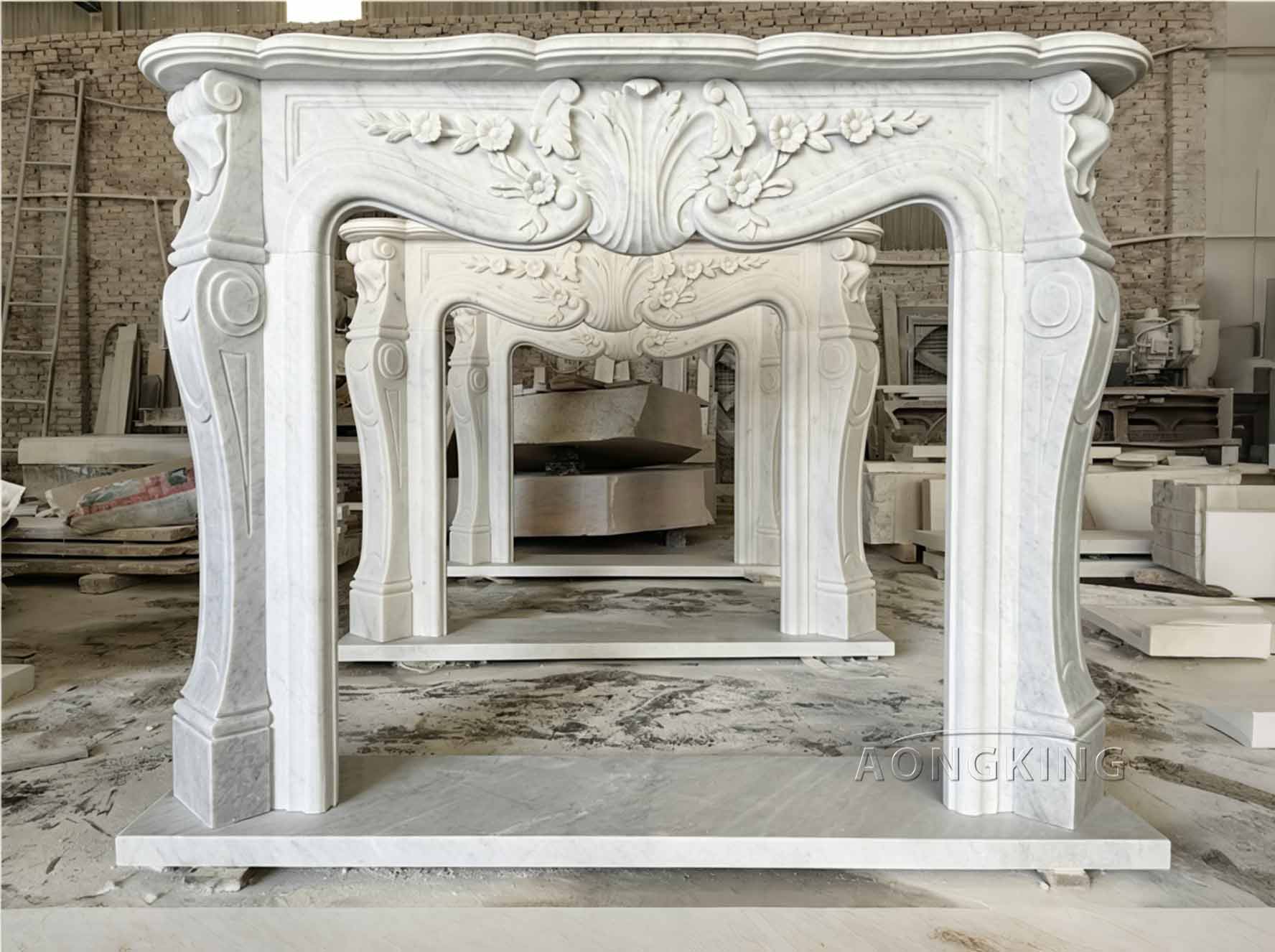 Luxury Style French Marble Fireplace Decorates Modern High End Homes
