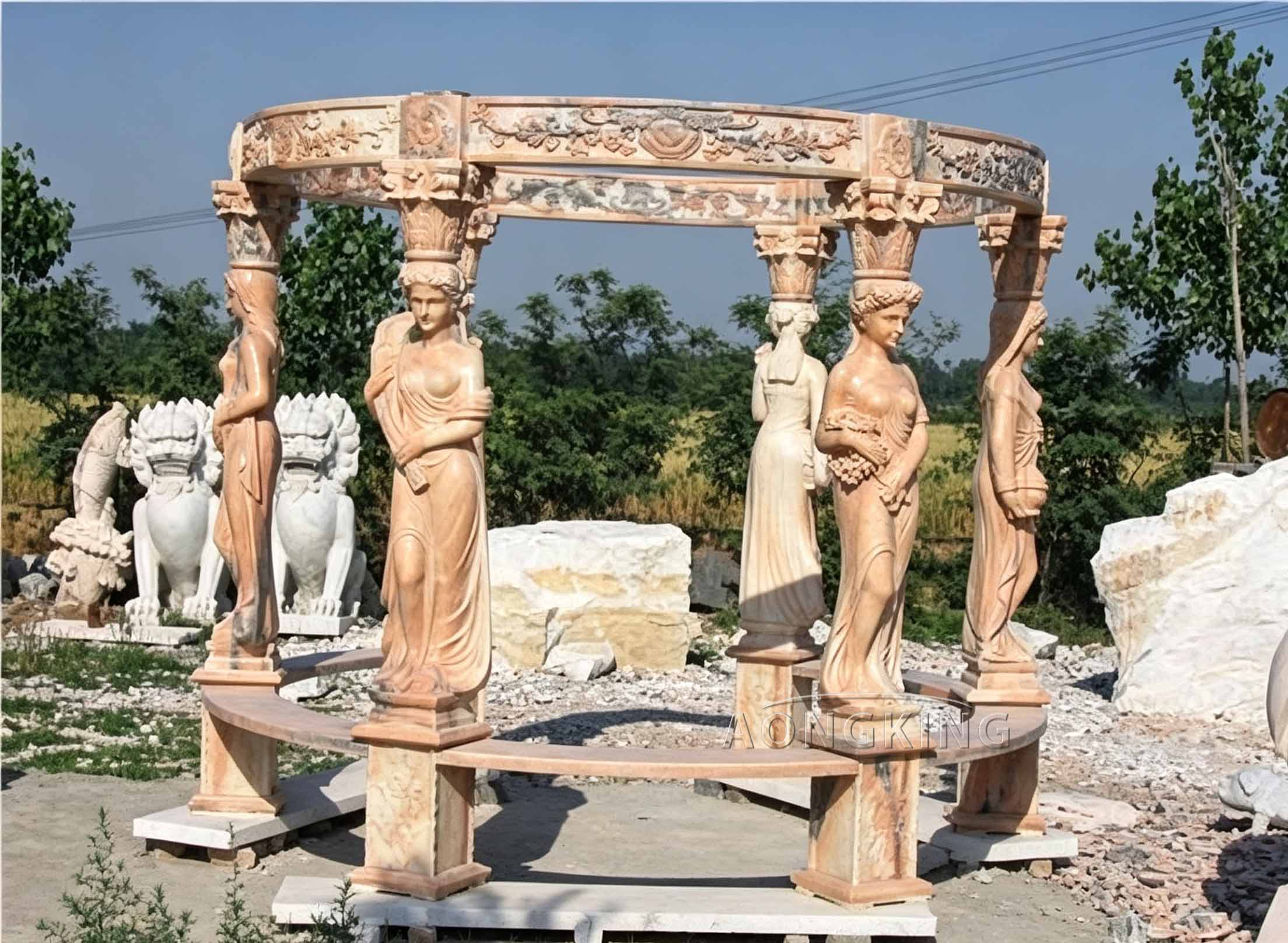 glow red marble garden gazebo