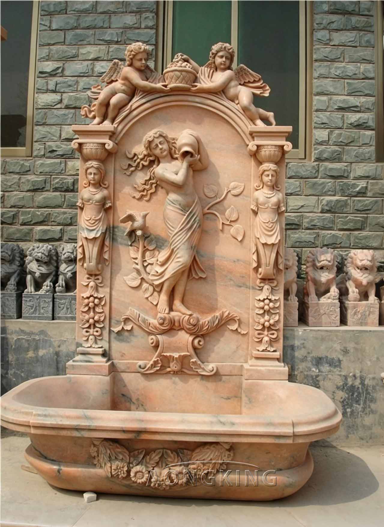 European style Villa Courtyard Marble modern wall fountain