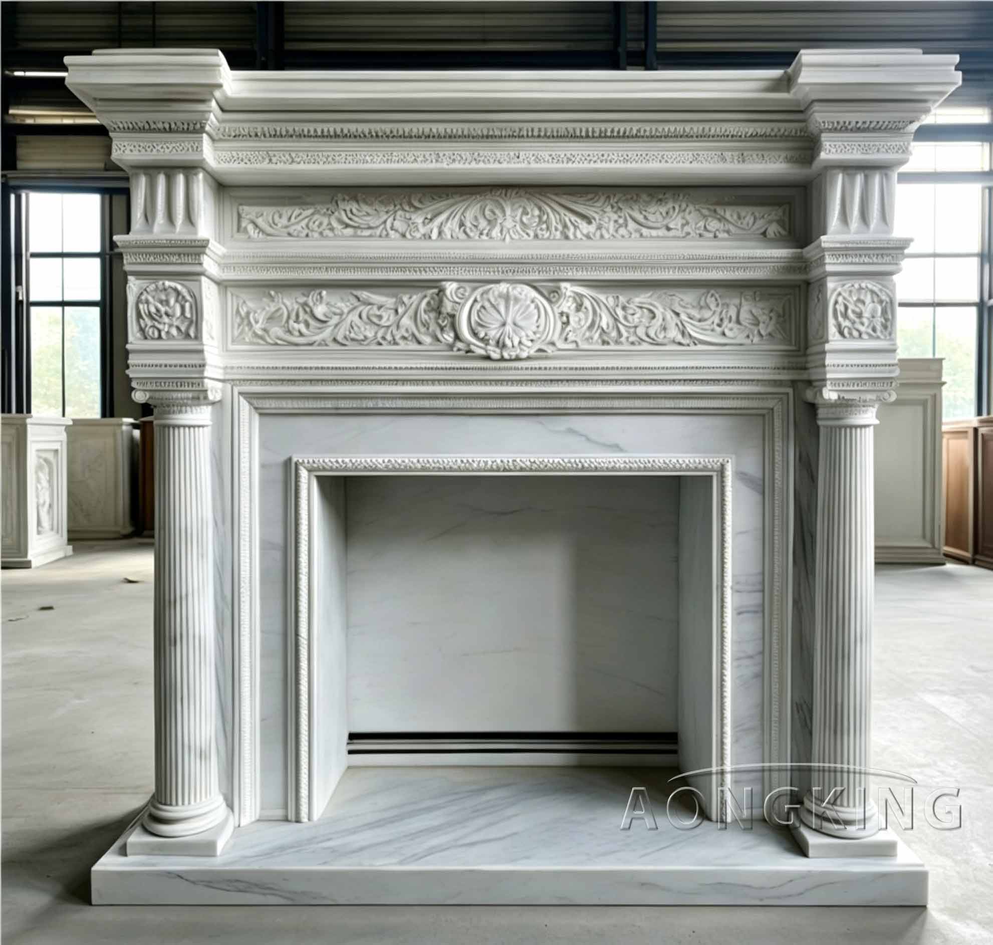 solid marble fireplace