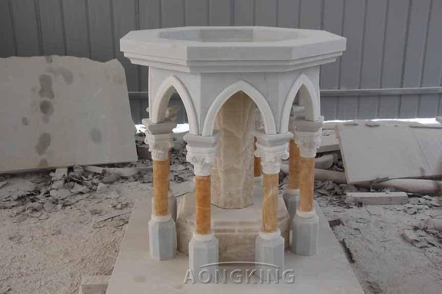 Carved Religious Baptismal