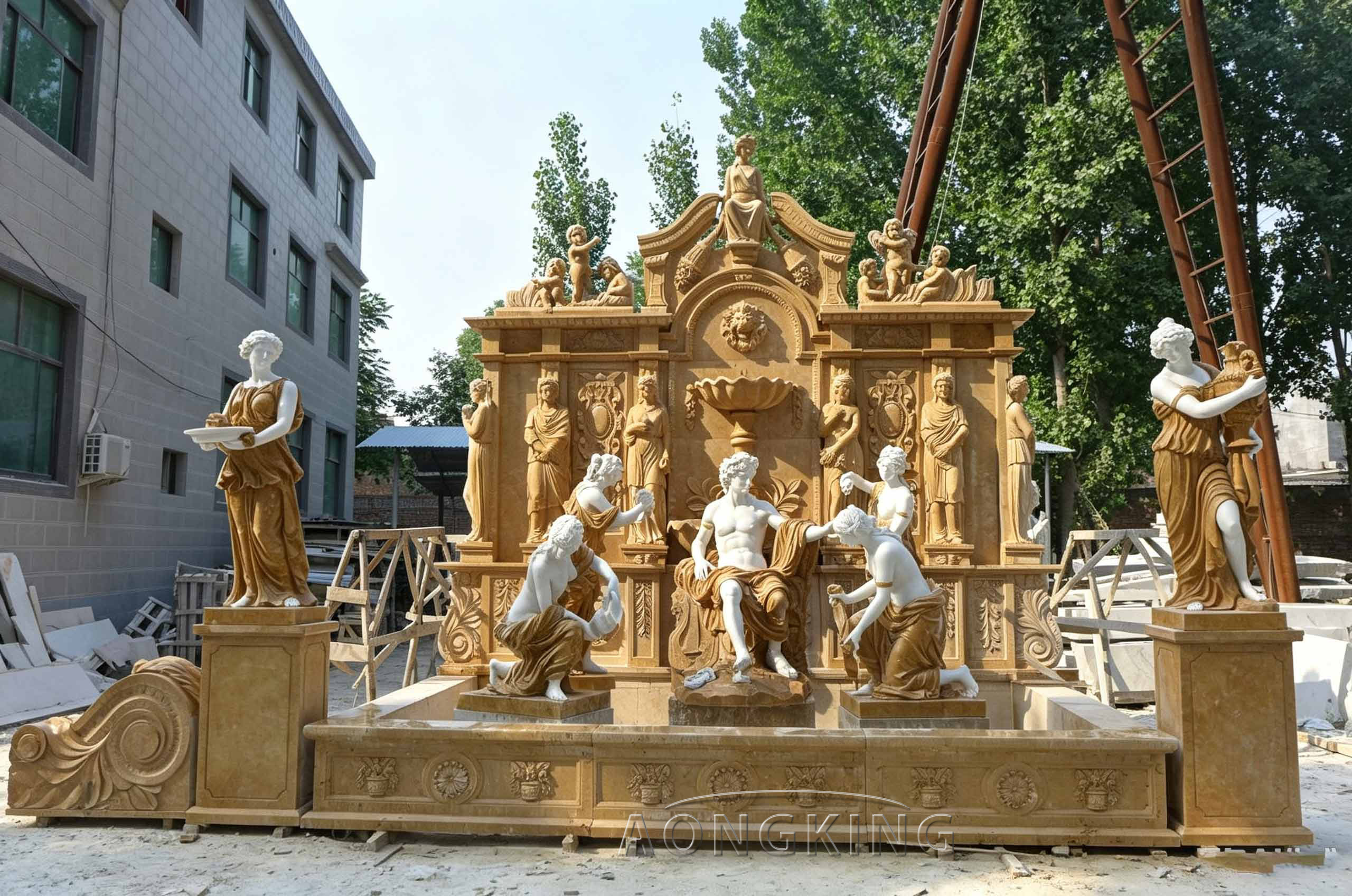 Greek god Poseidon marble statue garden fountain