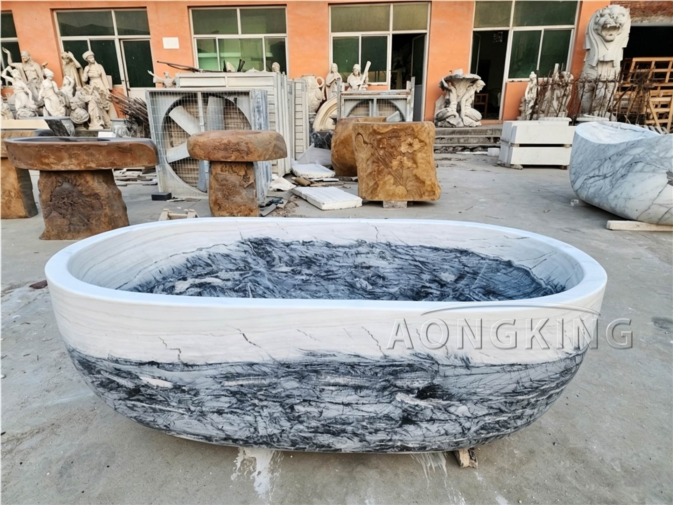 Integrated Solid Marble Bathtub