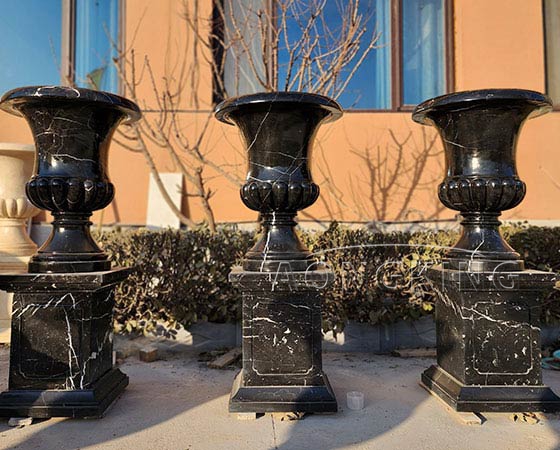 black marble flower pot