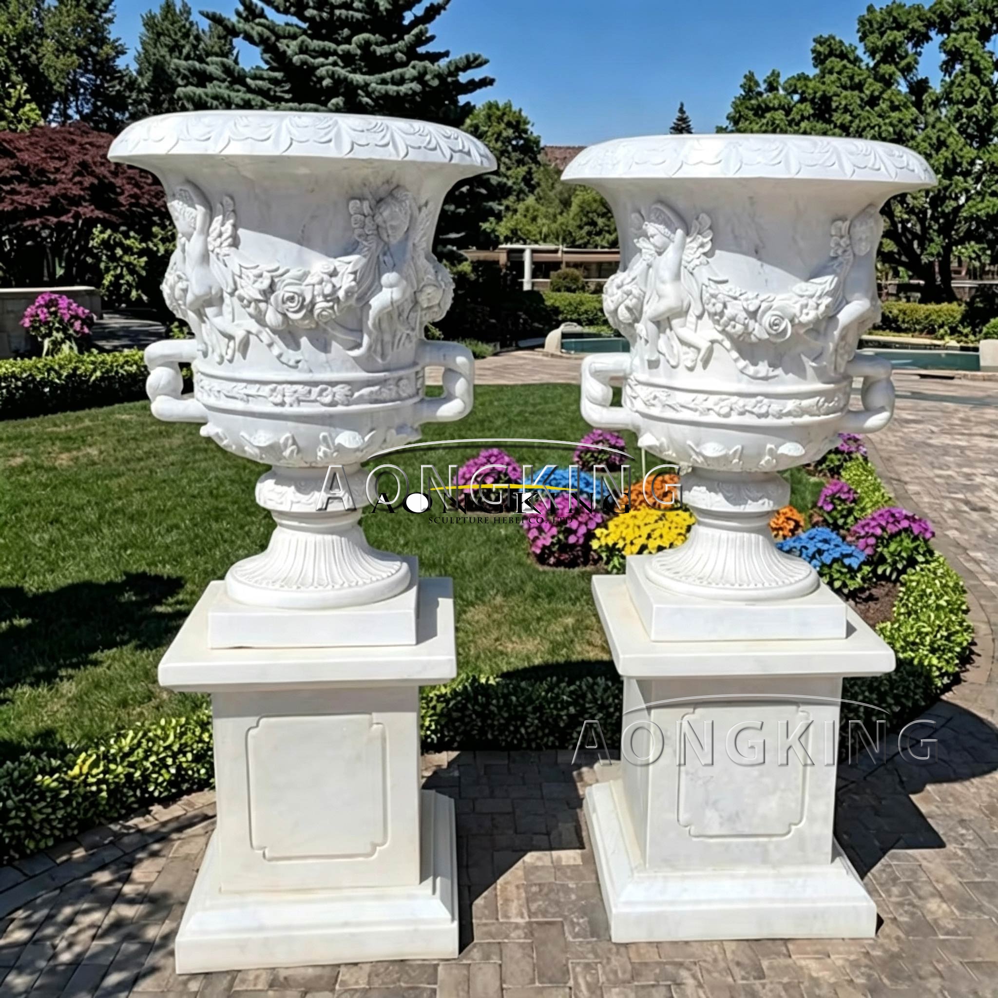 hand carved marble flower pots​
