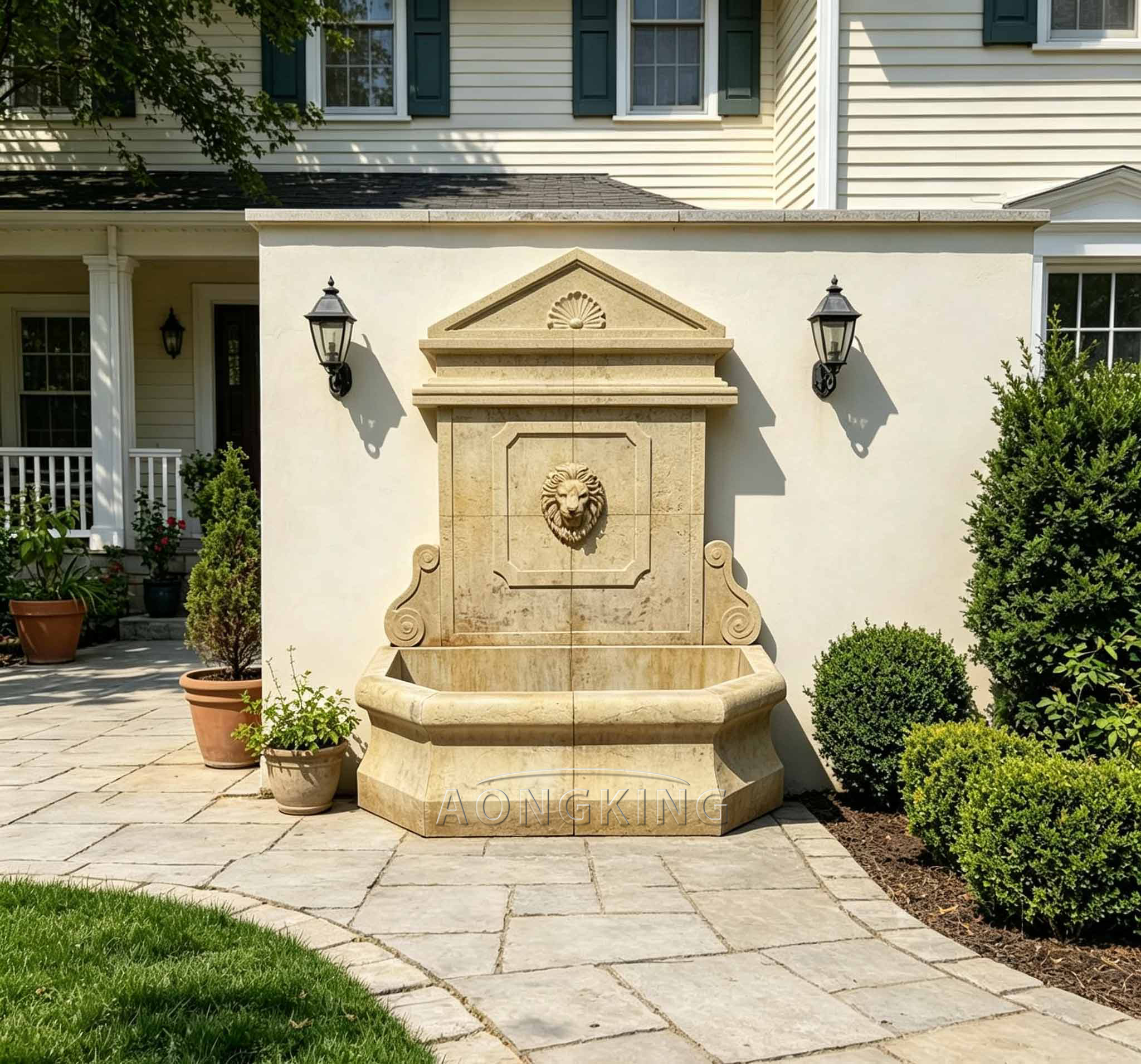 lion head wall fountain