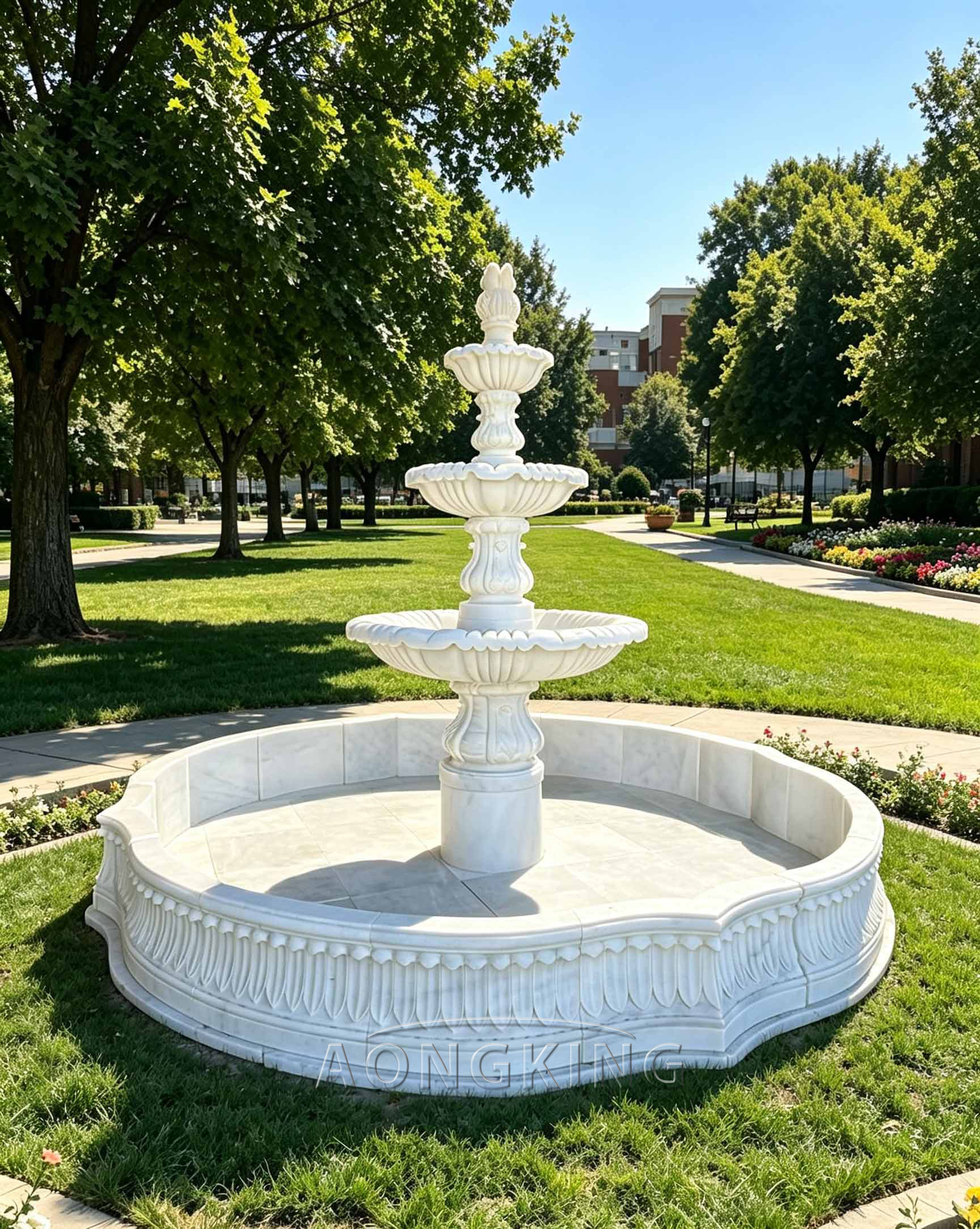 round marble water feature